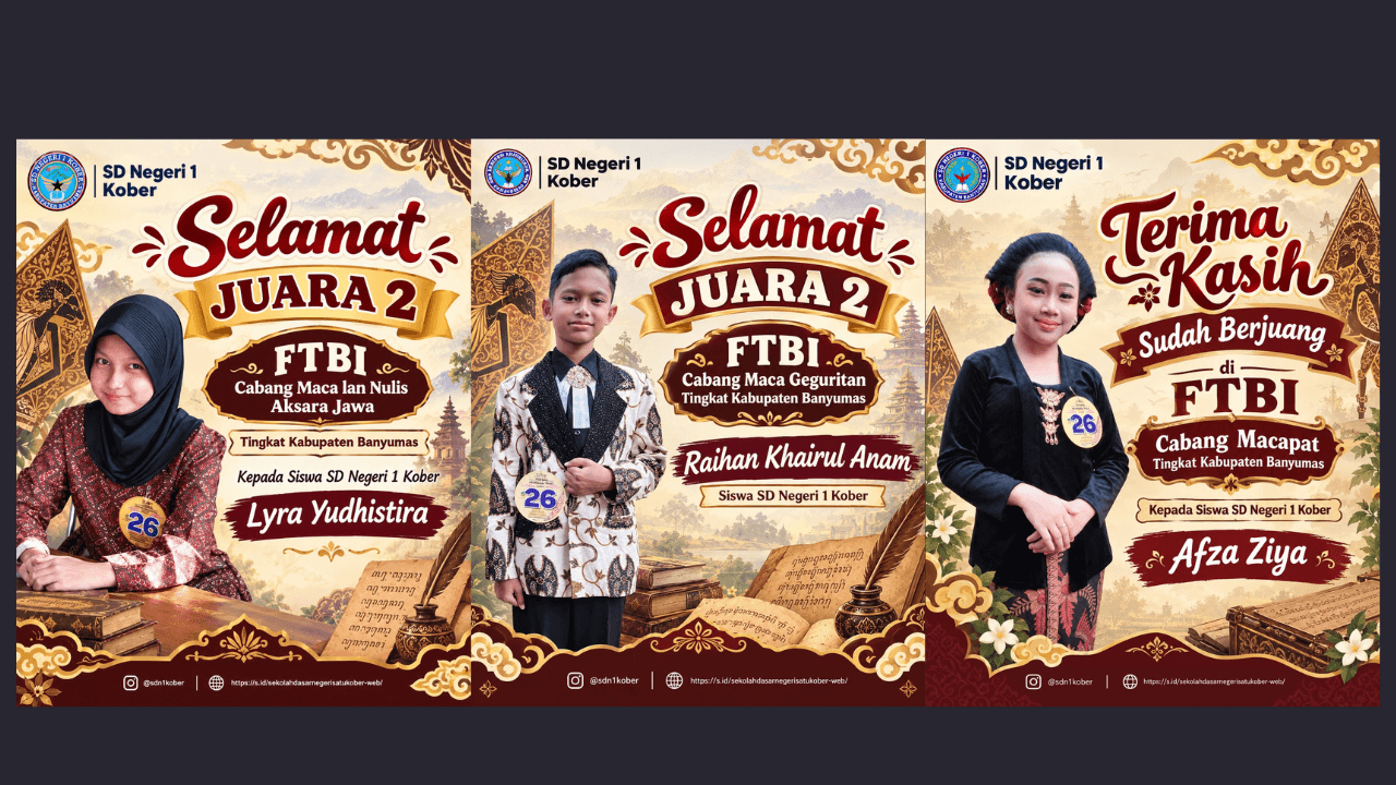 Banggakan Sekolah, 2 dari 3 Siswa Perwakilan Kecamatan Purwokerto Barat Dari SDN 1 Kober Raih Prestasi di FTBI Tingkat Kabupaten