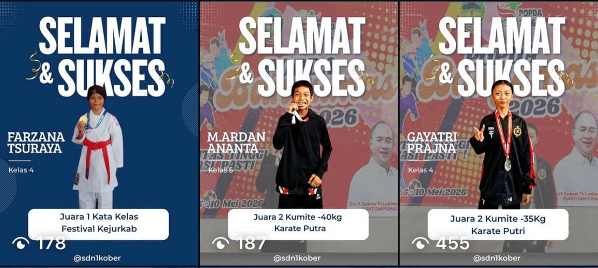 SDN 1 KOBER KEMBALI MERAIH JUARA DI POPDA BANYUMAS 2026: TIGA ATLET KARATE MUDA HARUMKAN NAMA SEKOLAH